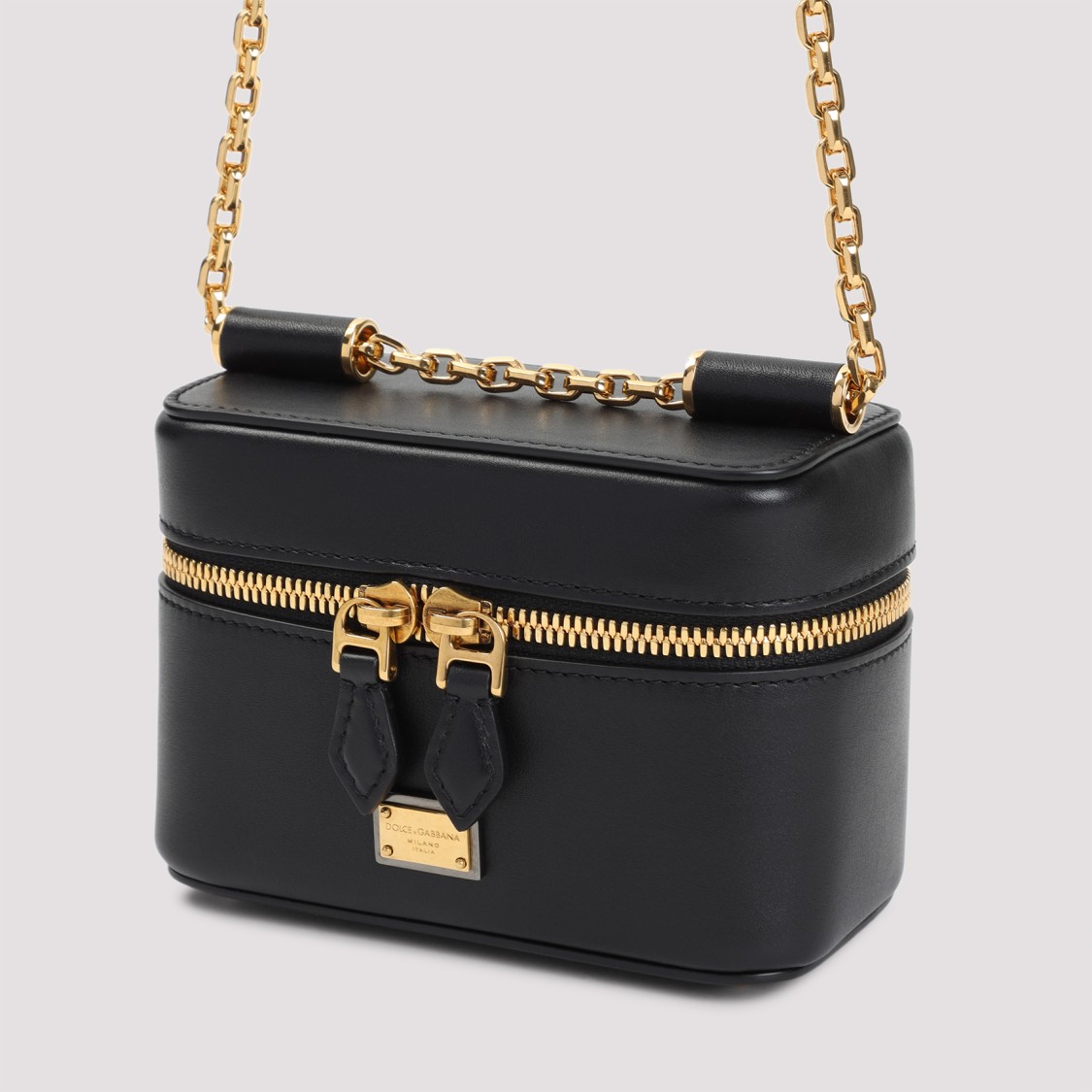 DOLCE & GABBANA DOLCE & GABBANA BLACK CALF LEATHER SHOULDER BAG