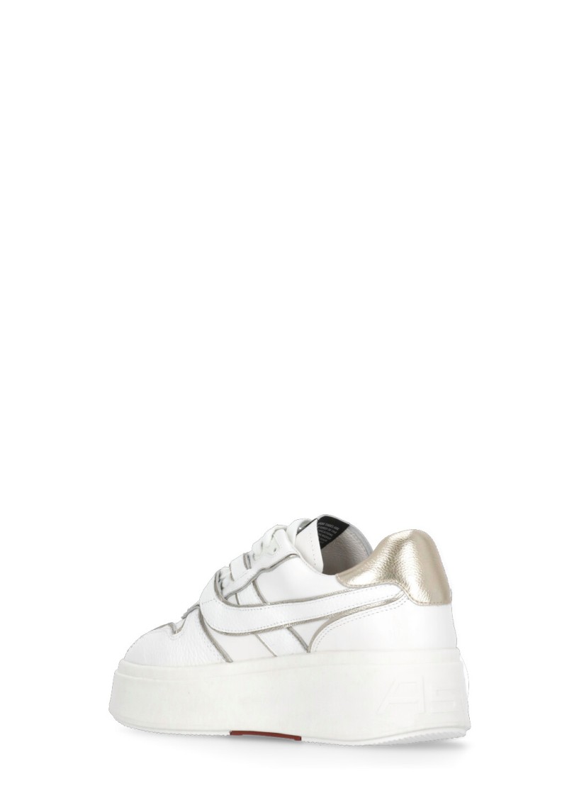 Ash Low Top Leather Match Sneakers Metallic Platform In White