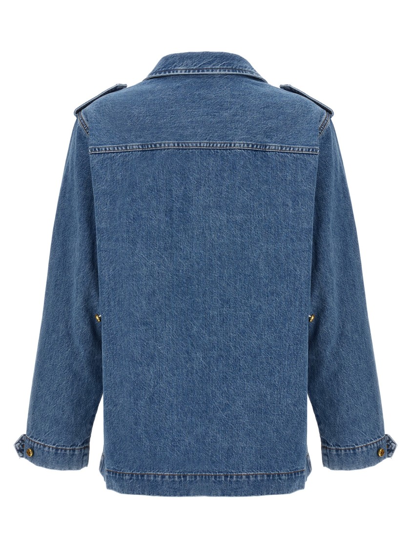 Blazé Milano Light Blue Cotton Military Safari Jacket With Multiple Pockets In Blue