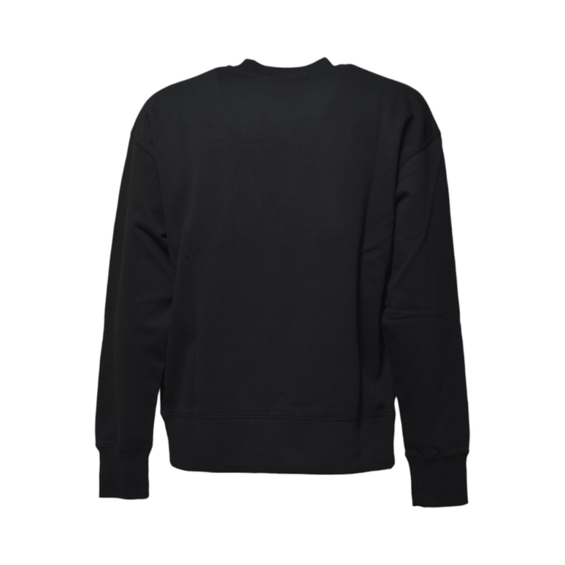 MSGM MSGM BLACK COTTON CREWNECK SWEATSHIRT WITH LOGO PRINT ON NECK