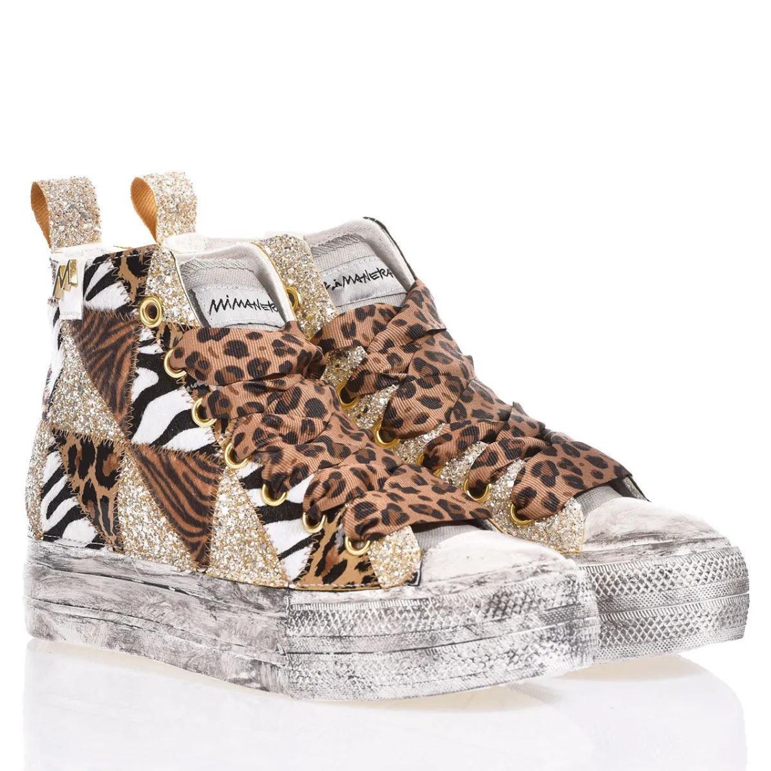 Mimanera Airlines Platform Jungle Patch Sneakers In White