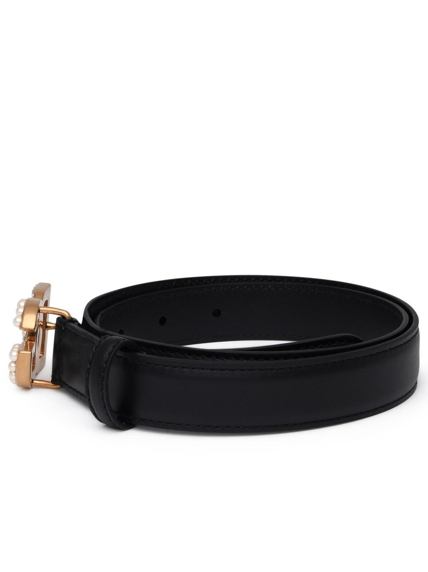 Dolce & Gabbana Black Leather Belt Women In Black