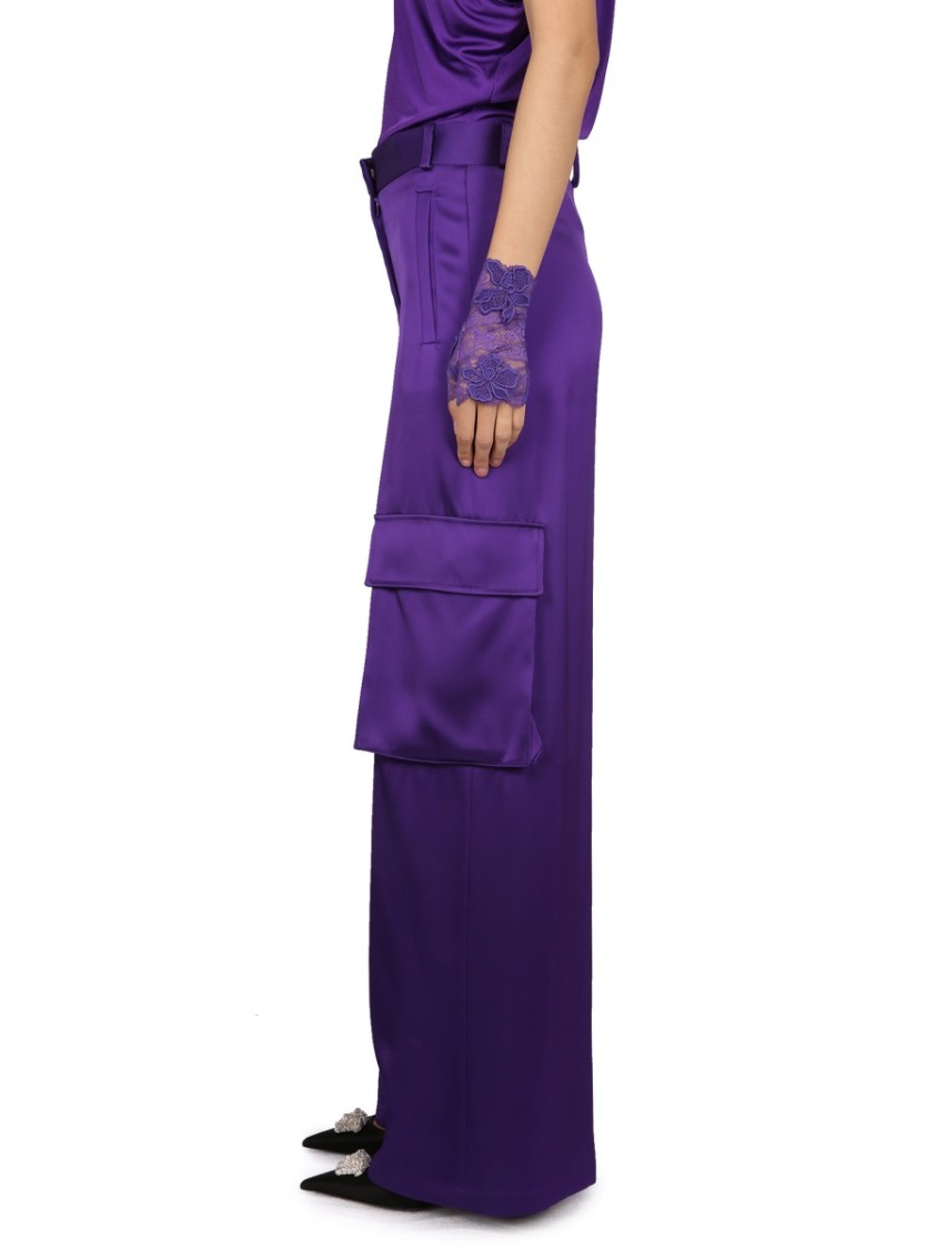 Versace Duchesse Viscose Informal Wide-leg Cargo Pant In Purple