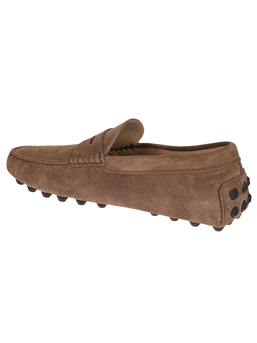 Tod's Brown Suede Slip-on Loafers With Stitched Detail In Brown