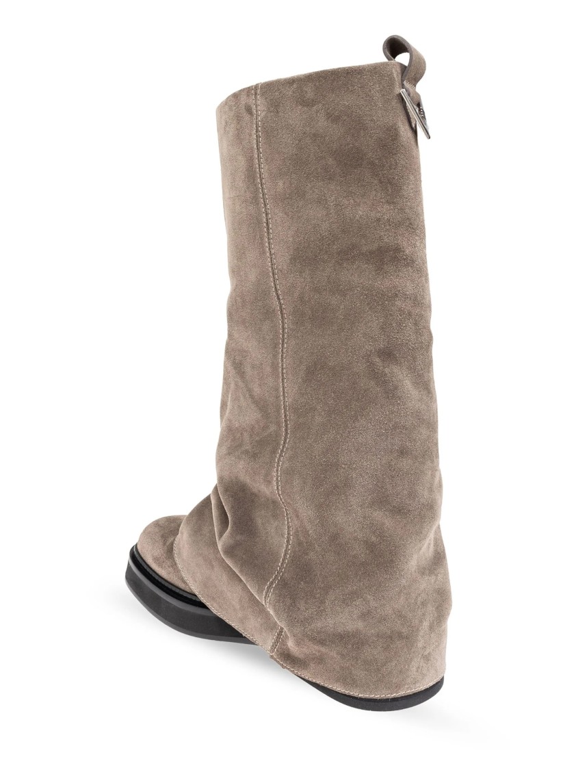 Attico The  Slouchy Suede Boots With Sole In Brown