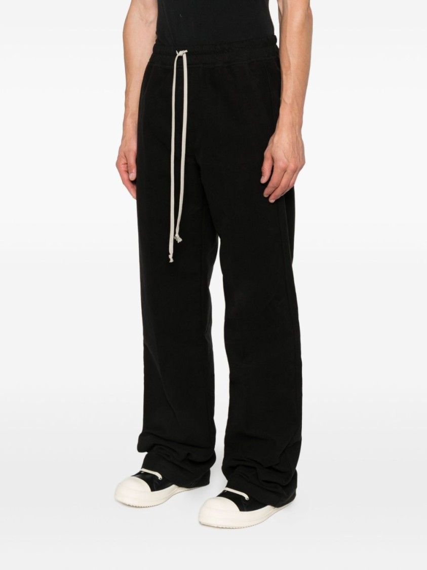 Rick Owens Relaxed Fit Black Trousers With Drawstring Waistband In Black