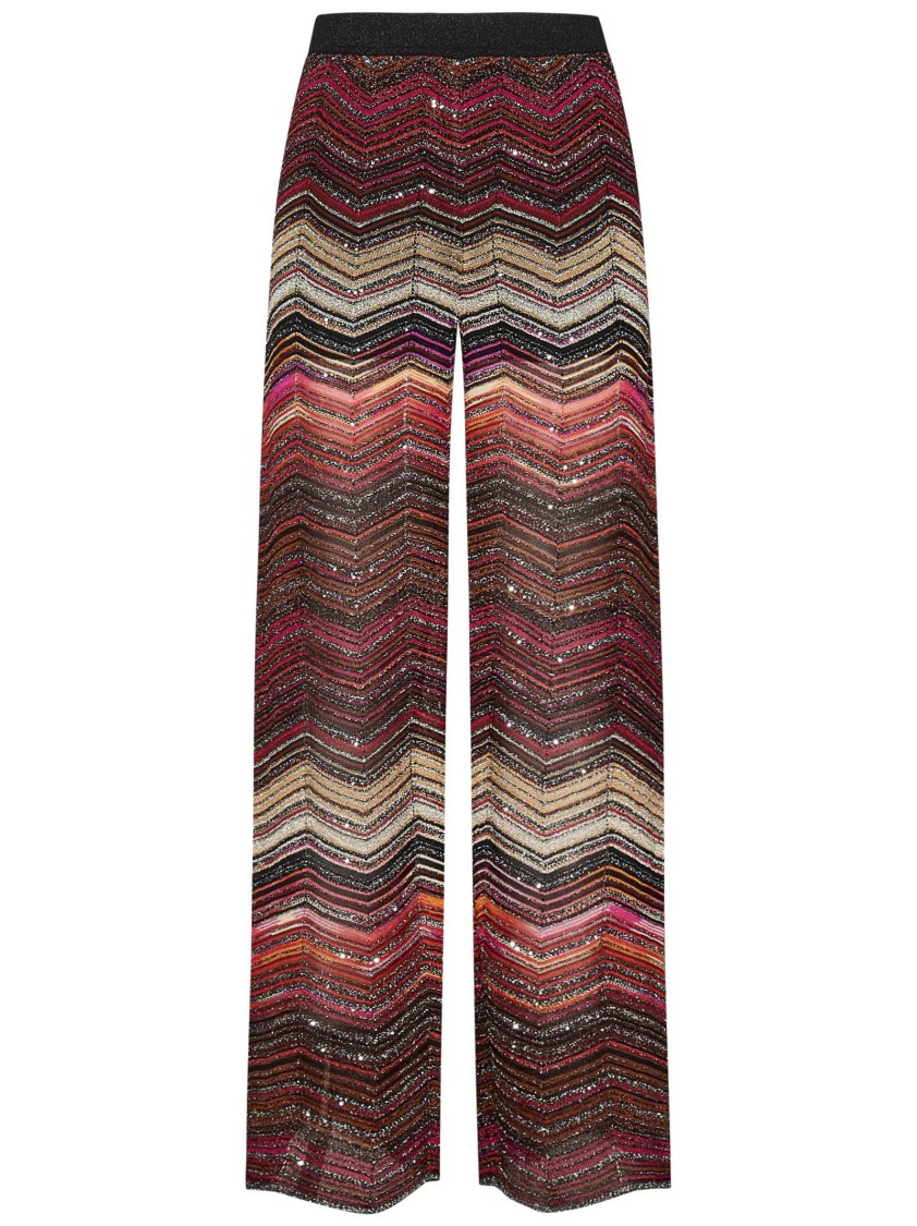 Missoni Chevron Lamé Palazzo Trousers With Embroidered Sequins