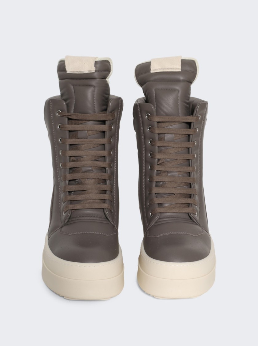 Rick Owens Hollywood Mega Geobasket High Top Sneakers Dust And Milk In Brown
