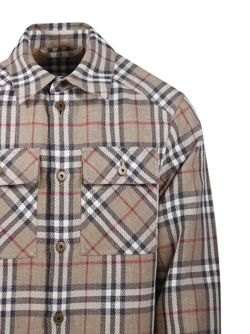 Shop Burberry Earthy Tones Plaid Button-up Shirt In Grey