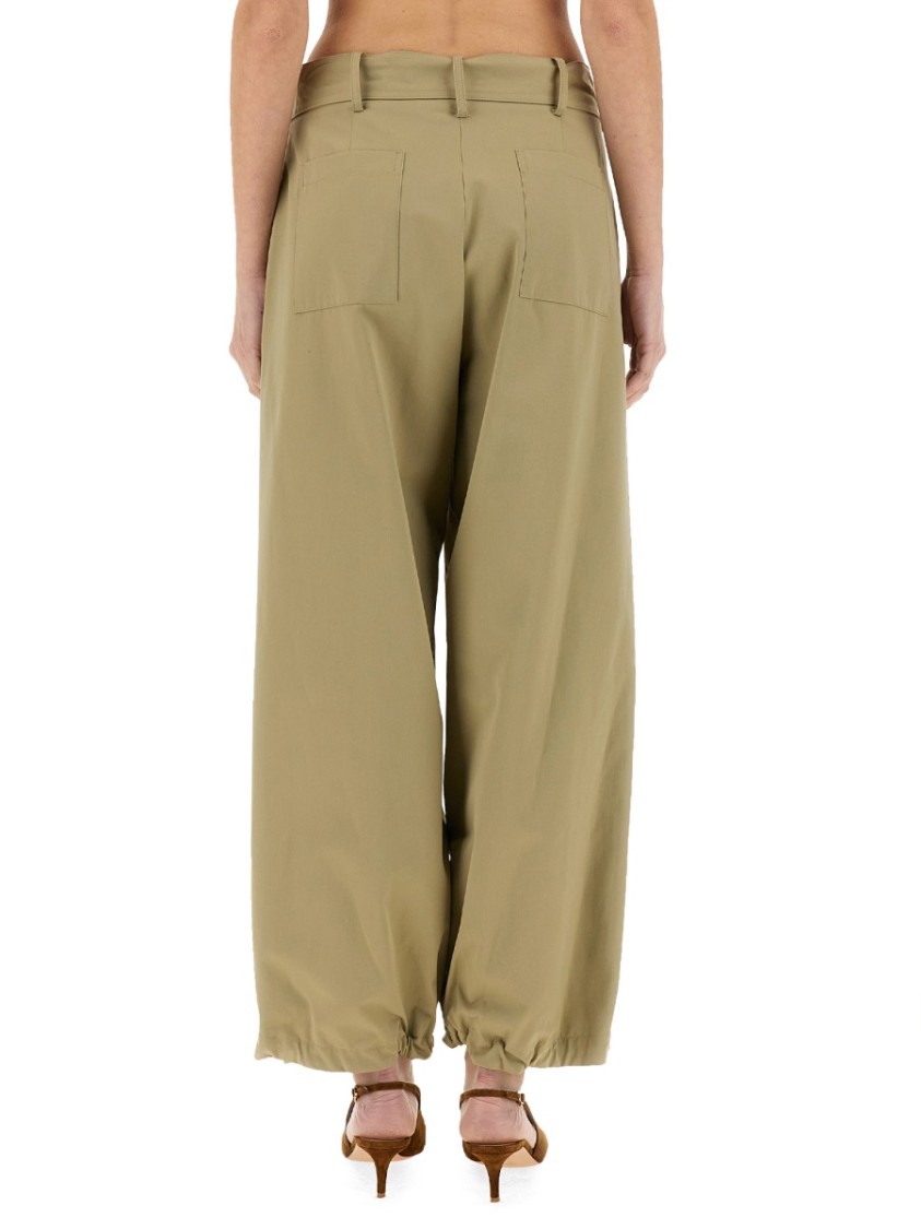 Shop Alysi Relaxed Fit Belted Pants In Neutrals