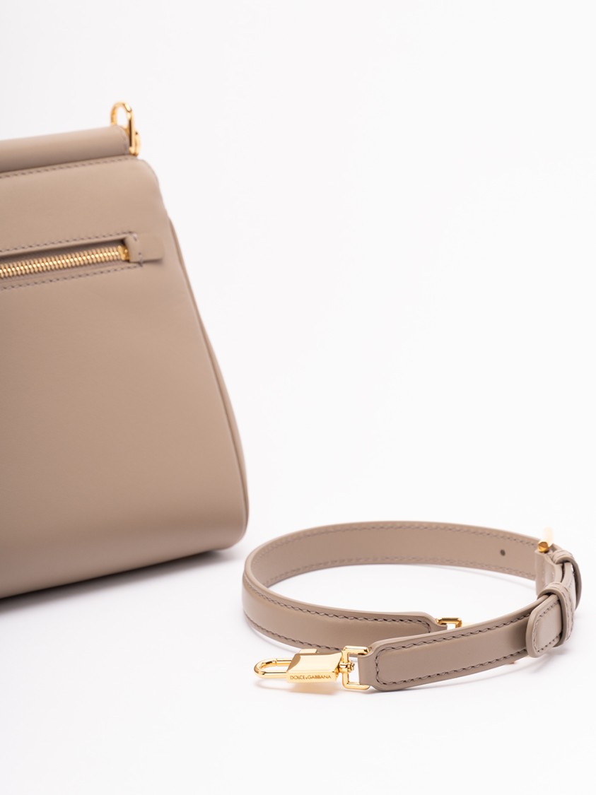 Dolce & Gabbana Structured Calf Leather Shoulder Bag In Brown