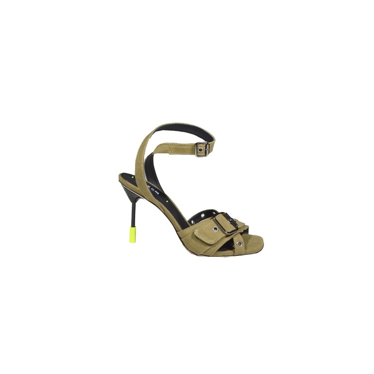 サンダル・ミュール Msgm Iconic Heel Sandals Military Green With Buckle Msgm Iconic Heel Sandals Military Green With Buckle In Beige