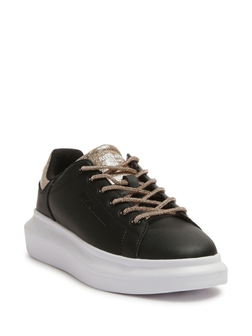 Just Cavalli Elevated Black Sneakers With Premium Materials And Stylish Accents In White