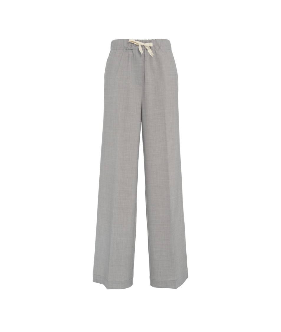 Semicouture Semi Couture Wide-leg Grey Pants In  Virgin Wool Blend In Grey