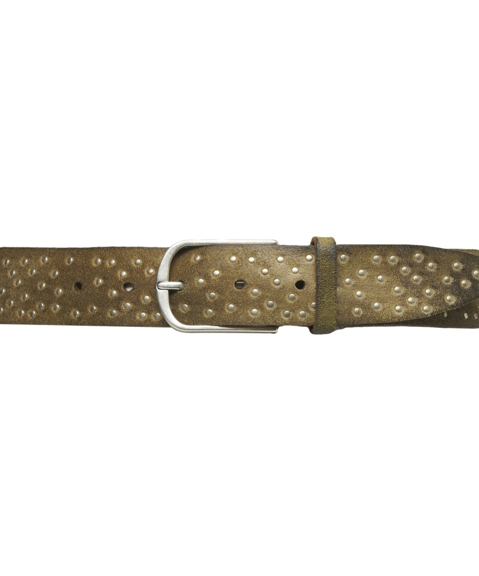 Gavazzeni Belt With Silver-colored Studs And Textured Leather