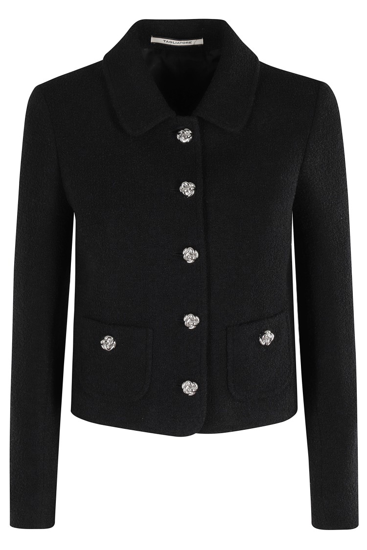 Tagliatore Tailored Black Wool Jacket With Classic Collar