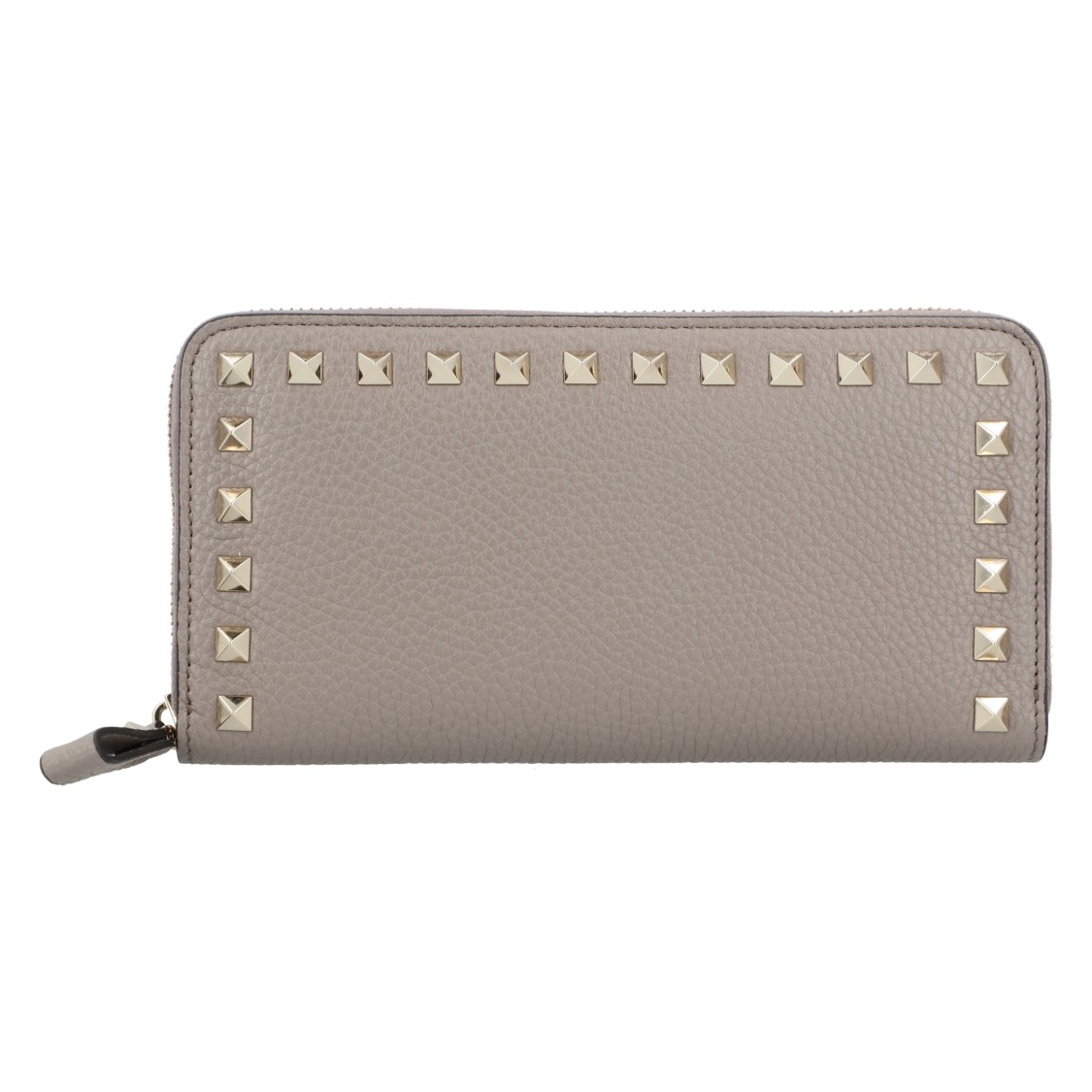 Valentino Rockstud Grey Leather Wallet In Gray
