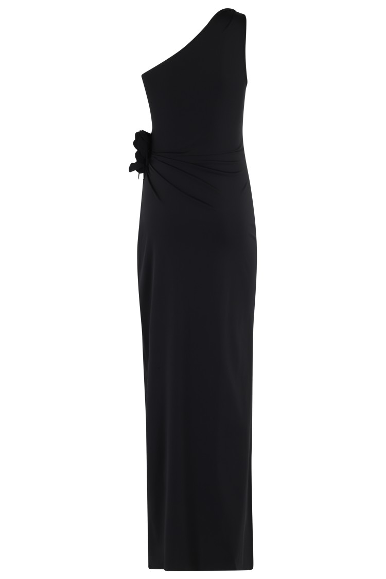 Coperni Flower Gown With Asymmetric Petal Knots In Black