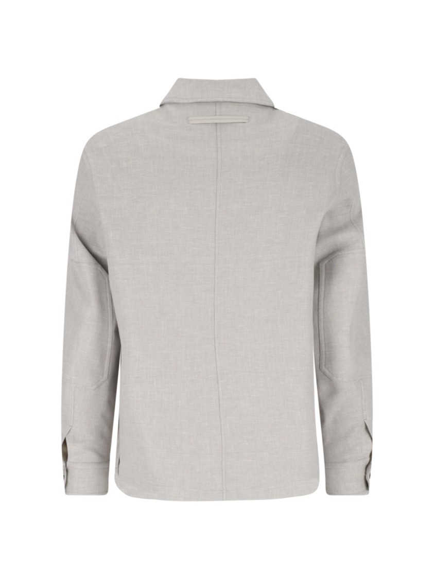 Shop Zegna Alba' Shirt Jacket – Grey Mélange