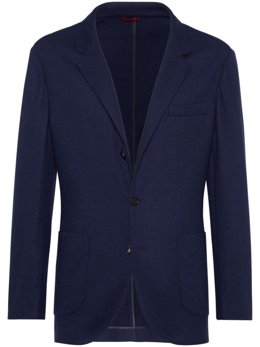 Brunello Cucinelli Single-breasted Cashmere Blazer In Blue