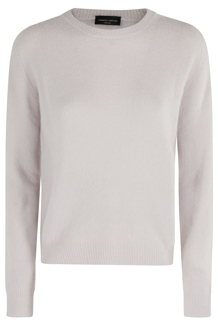 Roberto Collina Crew Neck Cashmere Blend Sweater In Gray