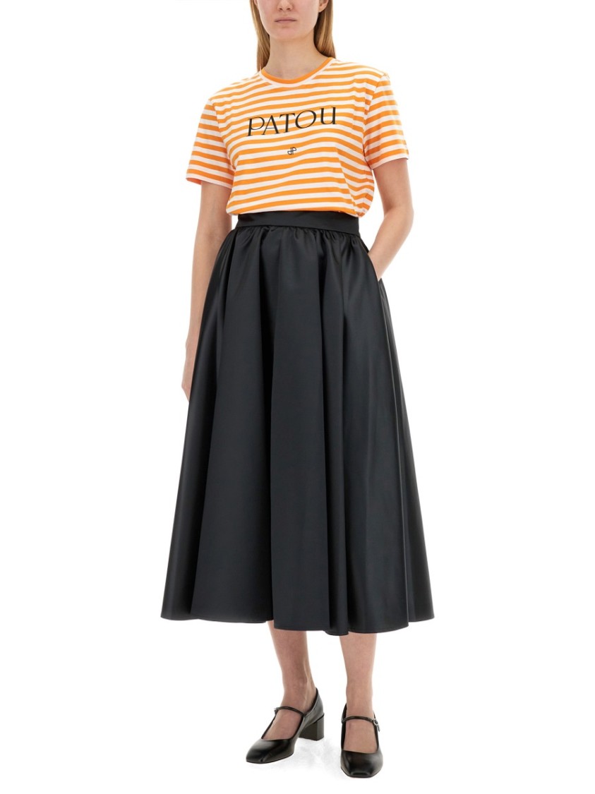 Shop Patou Logo-emblazoned Cotton T-shirt With Bold Stripes In Black