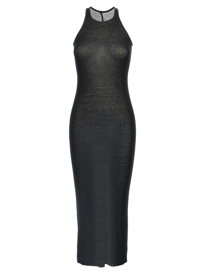 Rick Owens Ribbed Viscose And Silk Blend Midi Dress