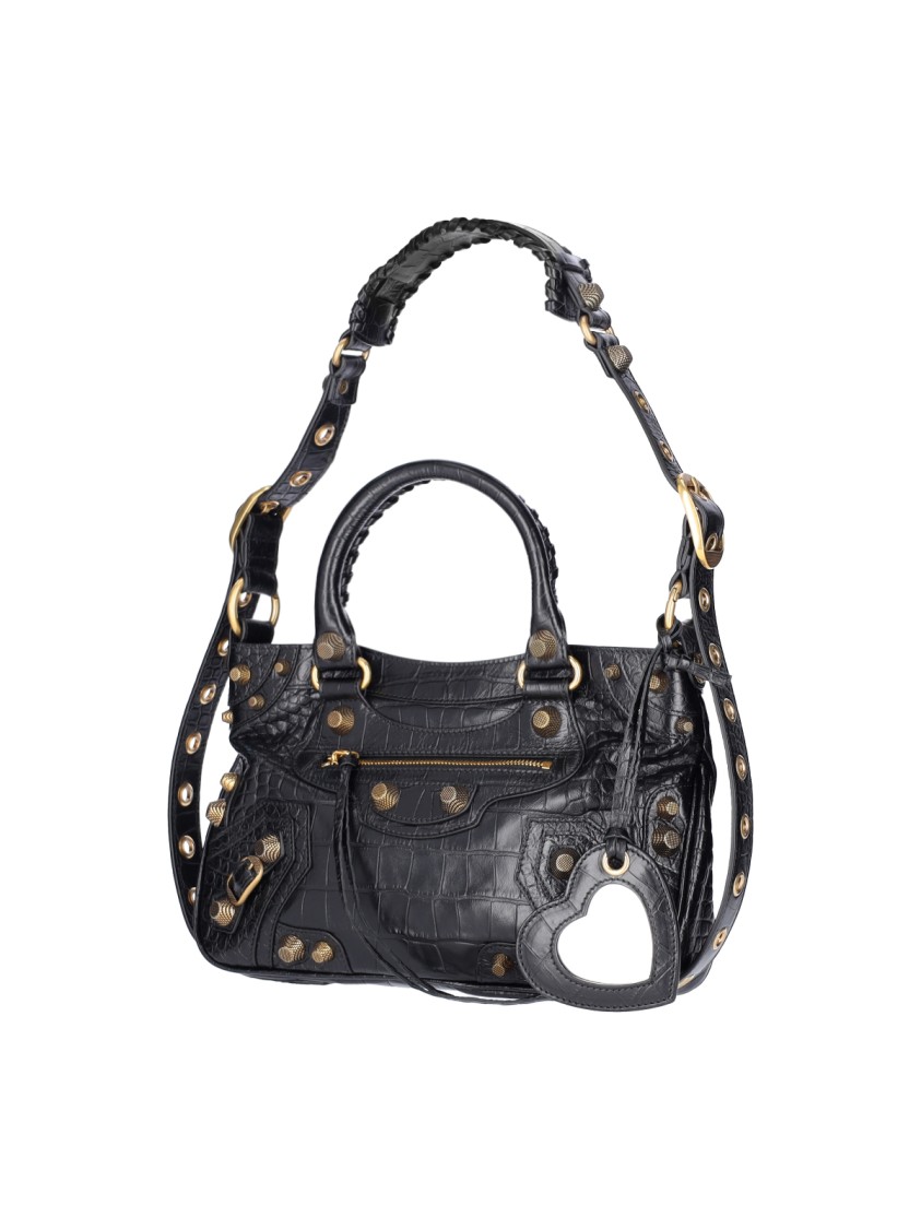 Balenciaga Green Leather Shoulder Handbag With Magnetic Closure And Metal Details