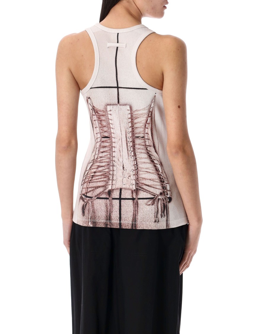 Jean Paul Gaultier Printed Ribbed Sleeveless Top In Pink