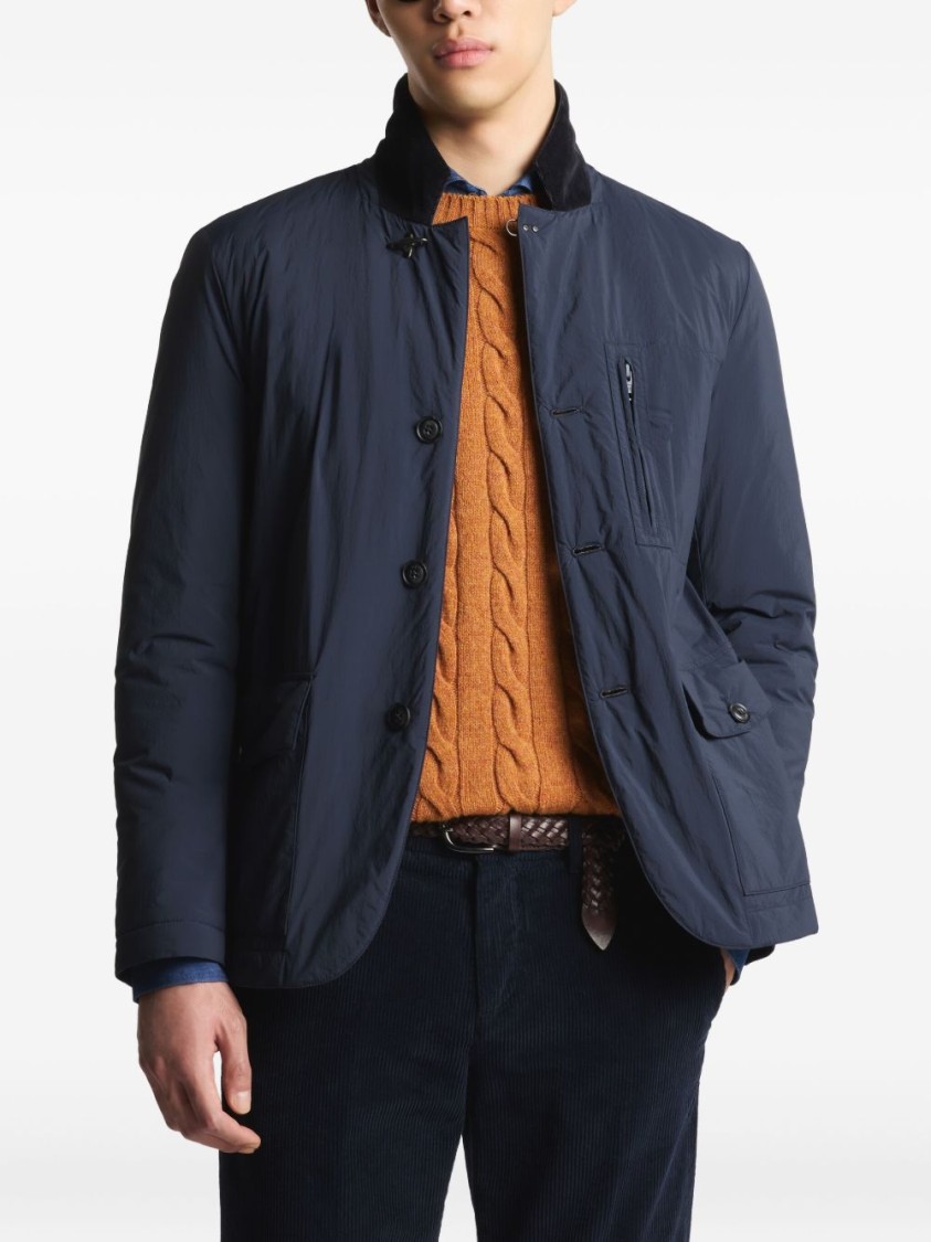 Fay Contemporary Blue Coat With High Collar In Blue