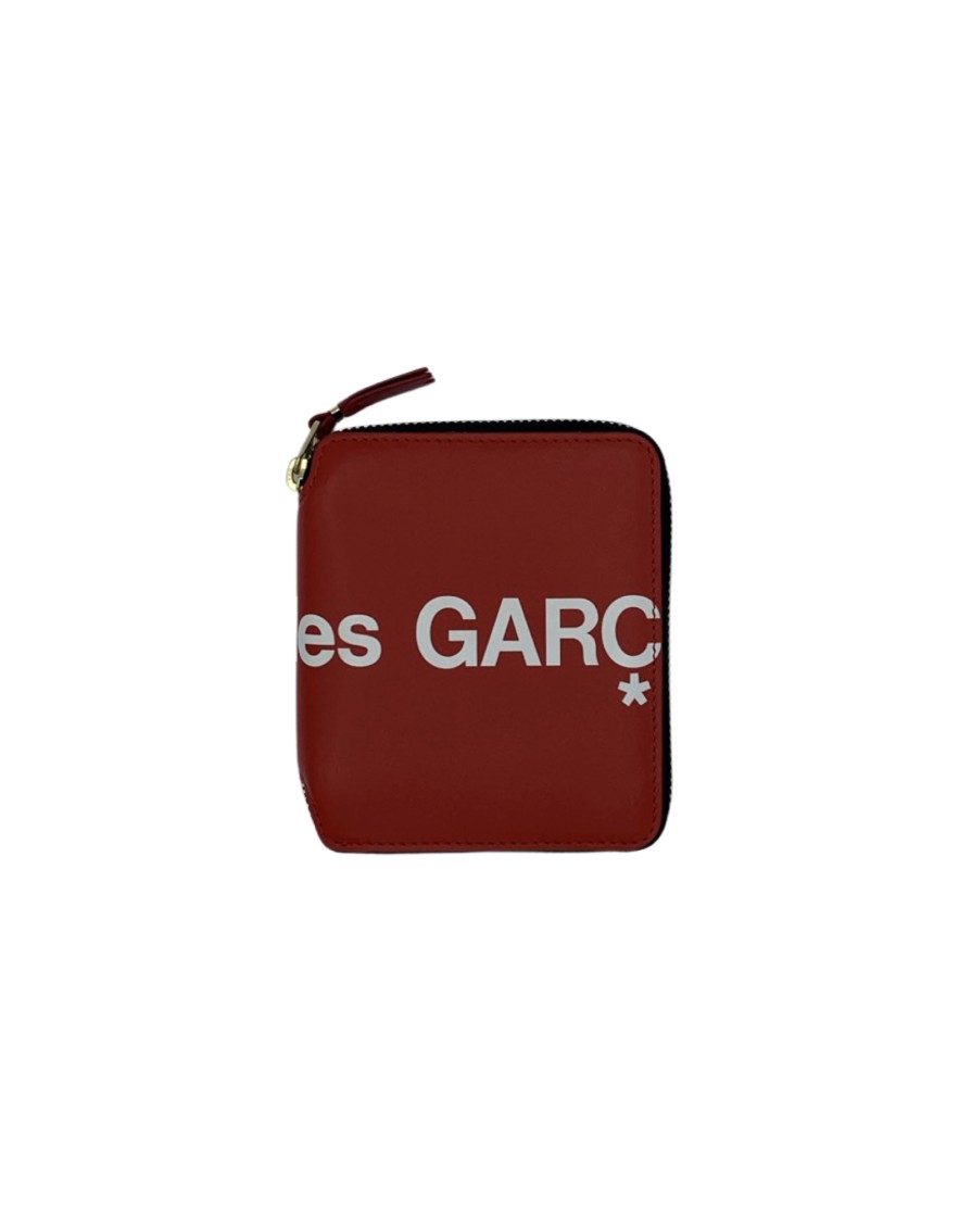 Wallet Cdg Zip-around Smooth Leather Wallet With Bold Logo In Red