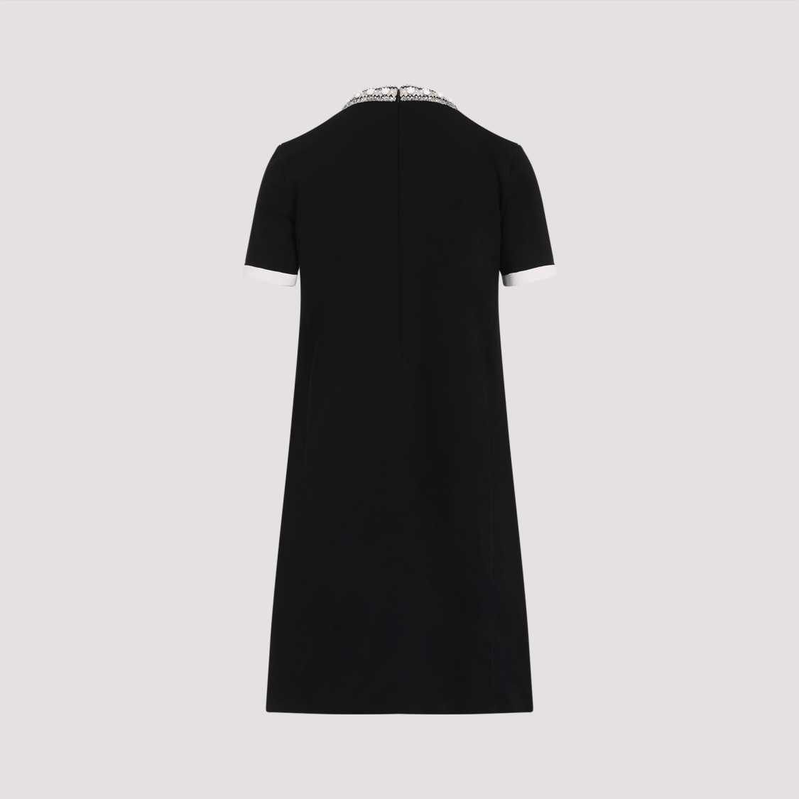 Valentino Tweed Embroidered Mini Dress With Patch Pockets In Black