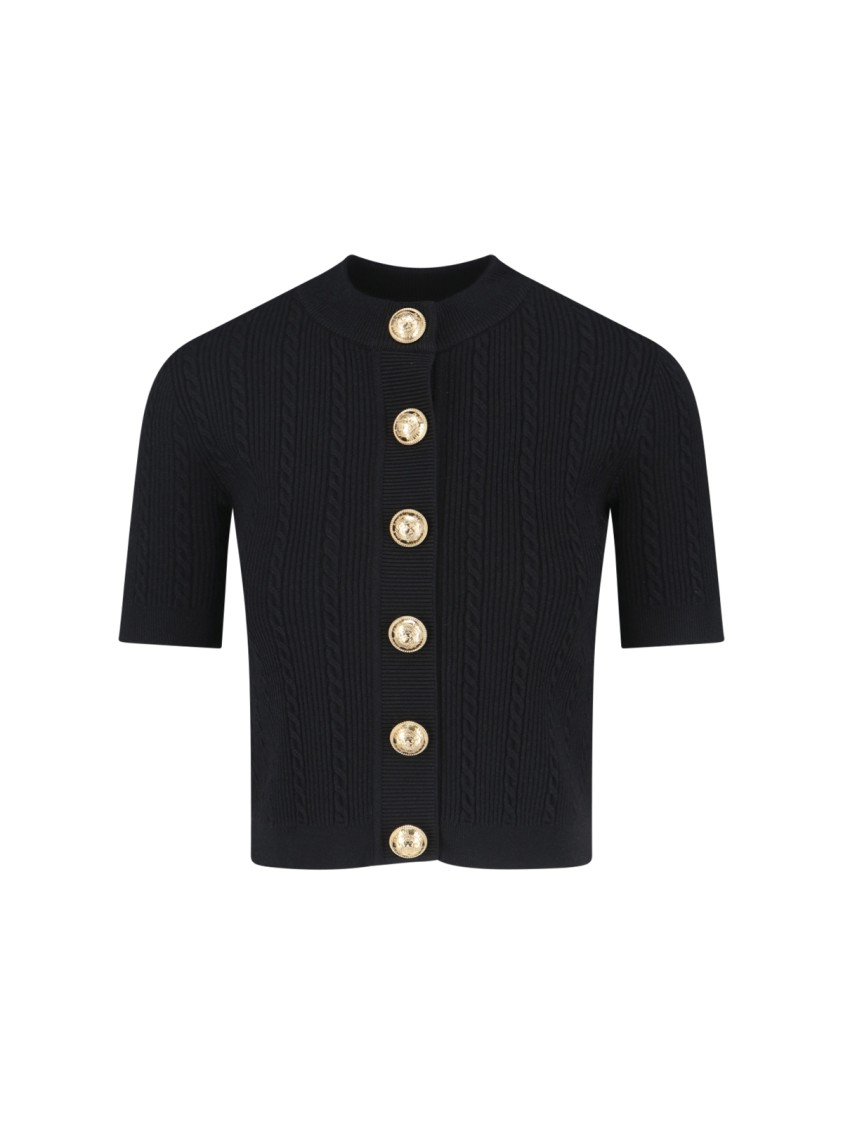 Balmain Short Sleeve Cardigan Sweaters And Cardigans Black In Black