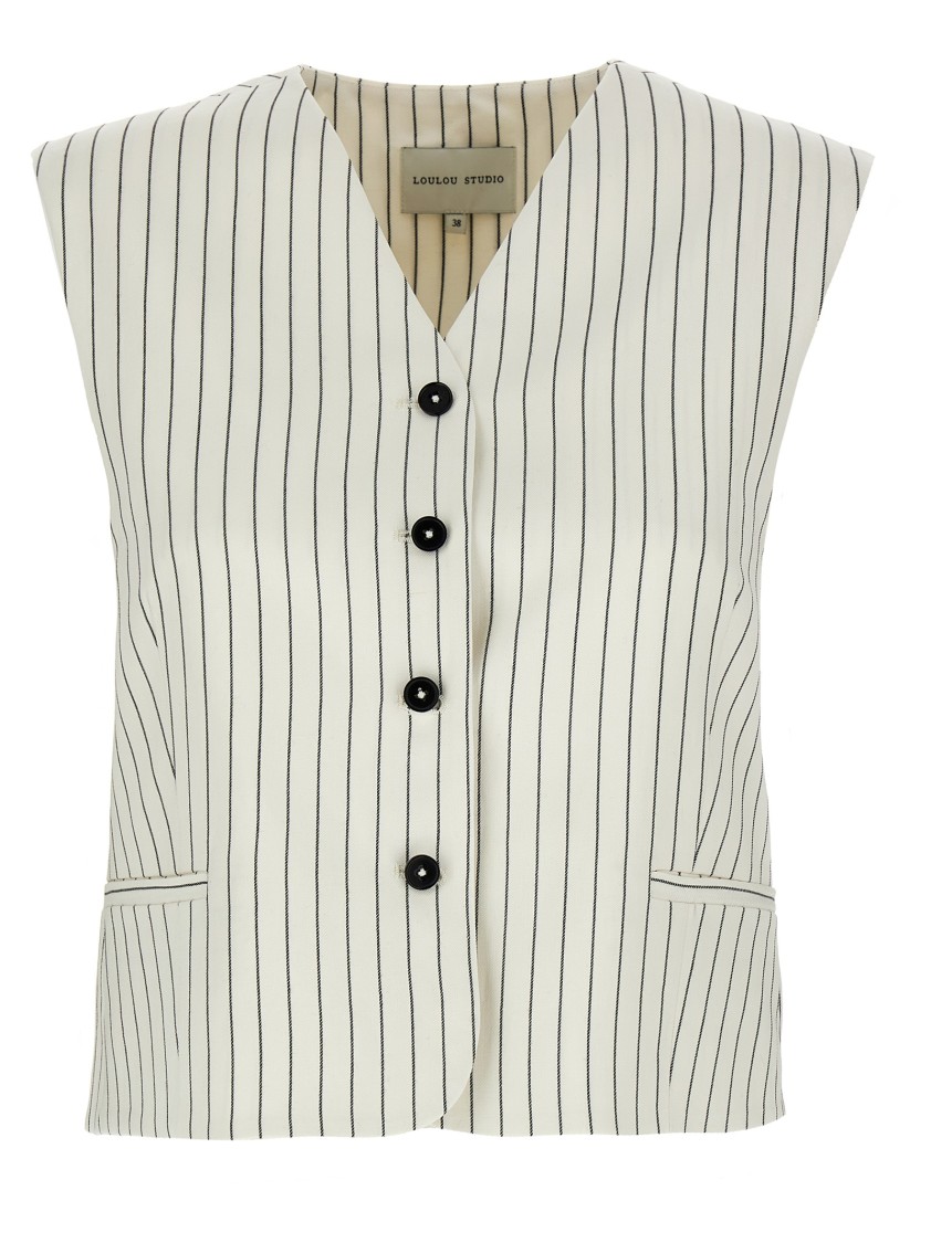 Loulou Studio Vest Adjustable Back Strap Front Pockets