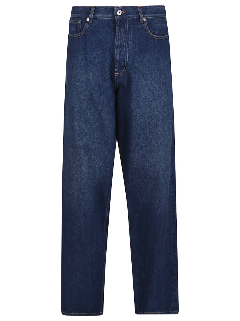 Off-white Relaxed Fit Denim Jeans With Classic Five-pocket Styling In Blue