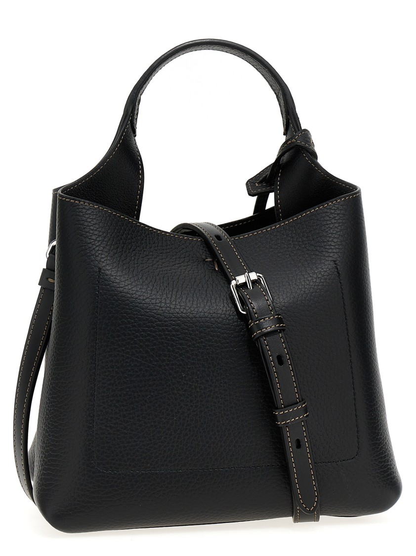 Tod's Structured Textured Leather Shoulder Bag In Black