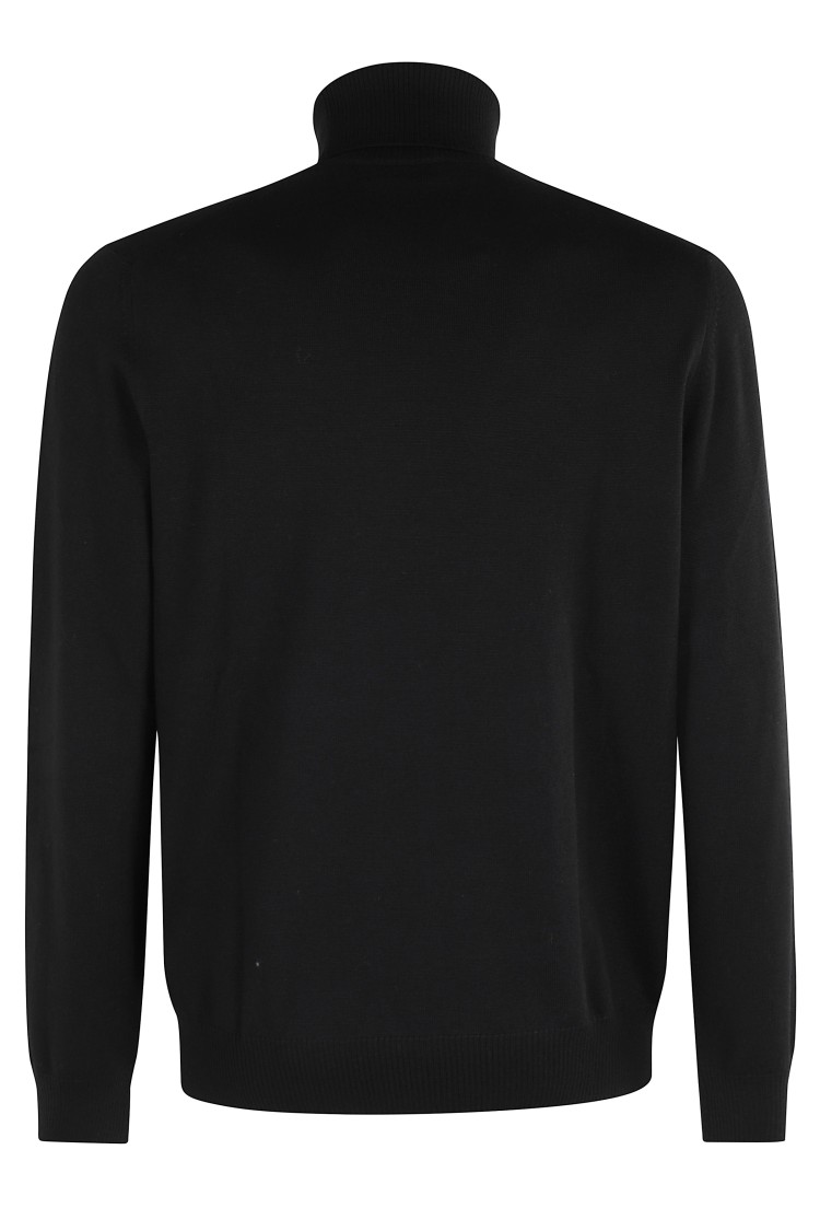 Fay High-neck Wool Sweater With Long Sleeves In Black