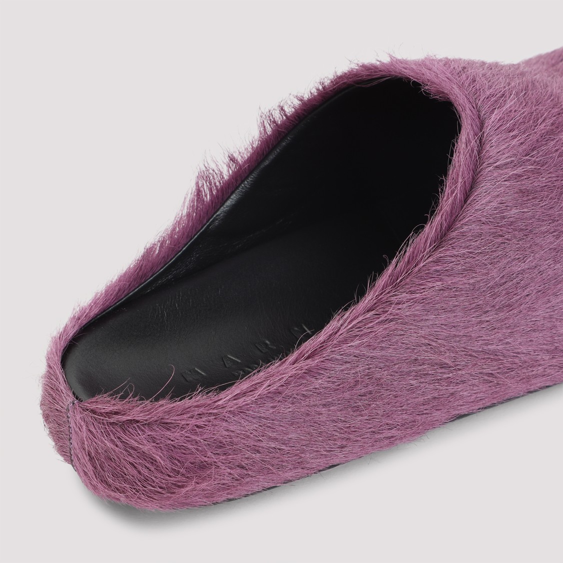Marni Prune Violet Calf Hair Fussbett Mules In Burgundy