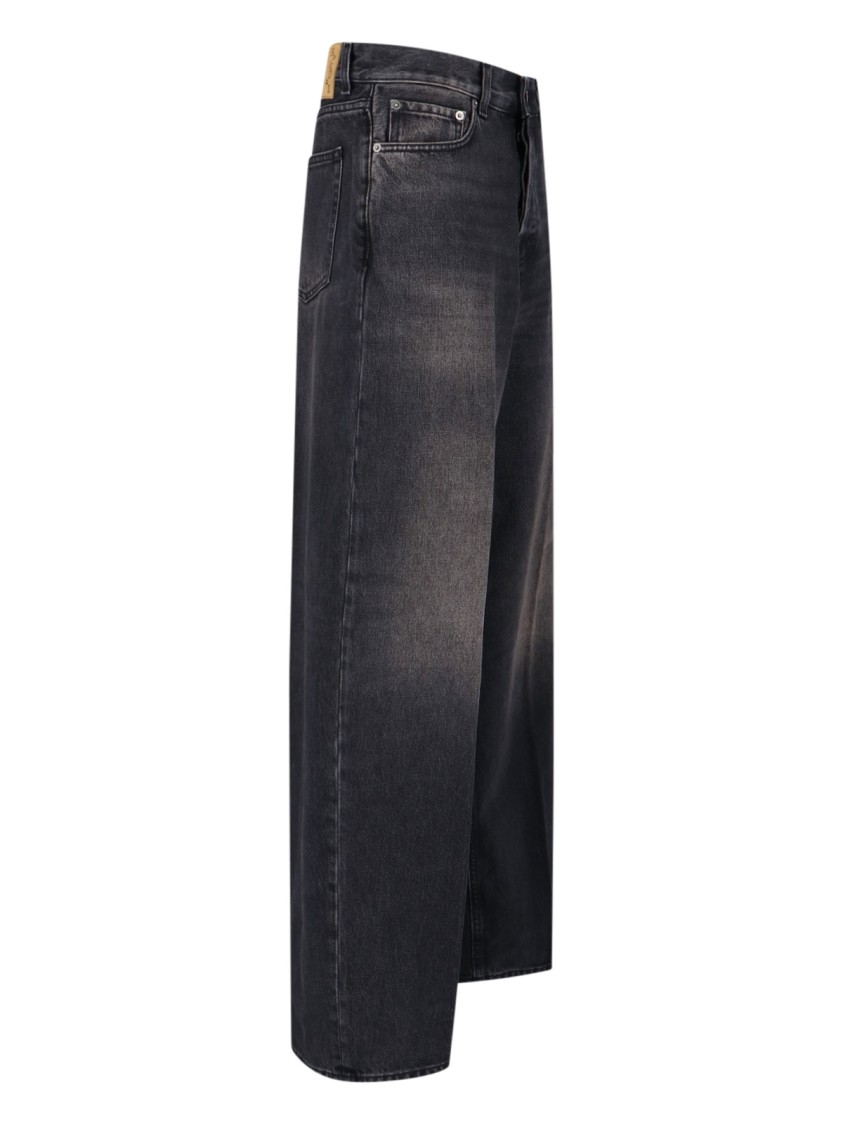 Haikure High-waisted Wide-leg Jeans With Vintage Faded Finish In Gray
