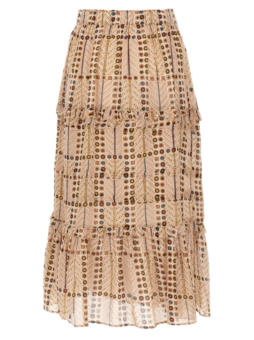 Isabel Marant Étoile Tiered Ruffled Skirts In Printed Lightweight Fabric In Brown