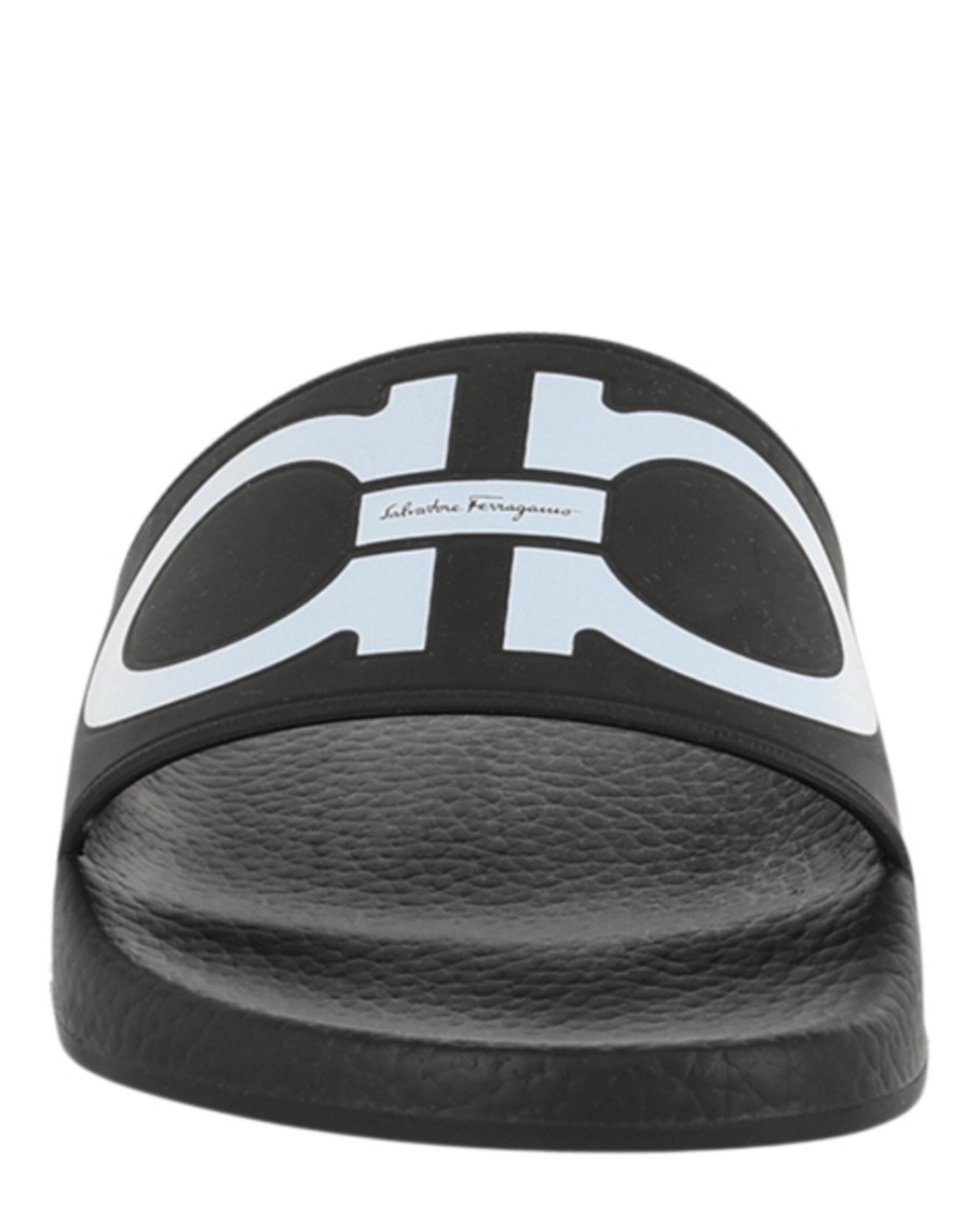 Ferragamo Gancini-print Open-toe Slides