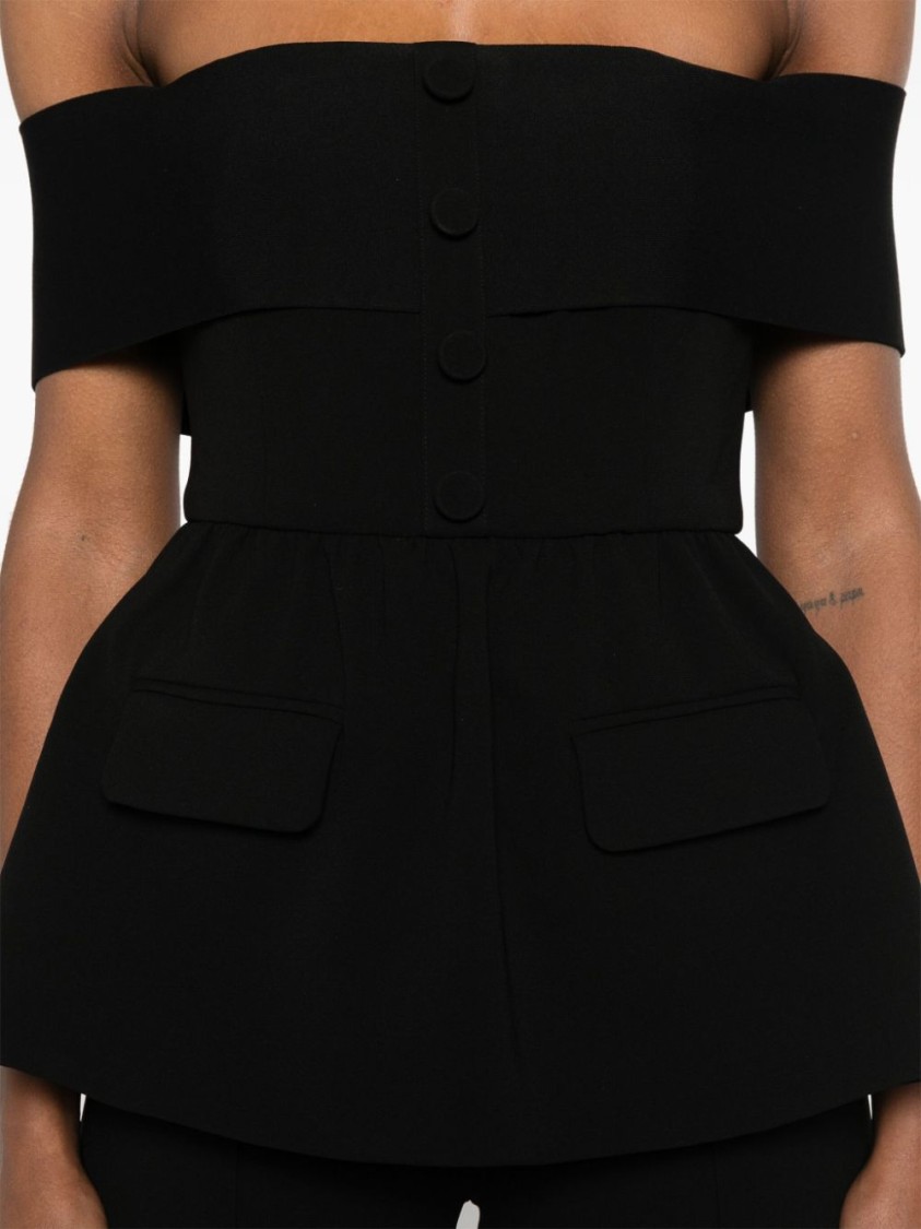 Self-portrait Black High-waisted Flared Tailored Pants In Black