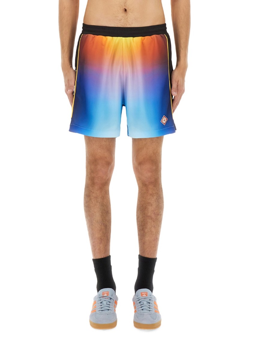 Casablanca Drawstring Elastic Waistband Football Shorts In Brown