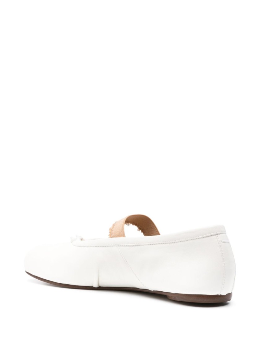 Maison Margiela Ivory Lamb Leather Ballerinas With Delicate Instep Strap