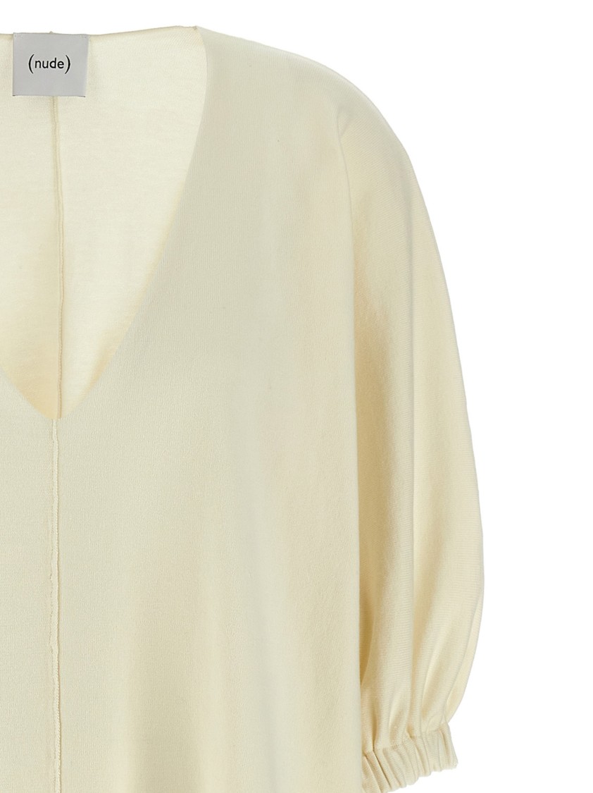 Nude Oversized Cotton Sweatshirt With V-neck In Neutral