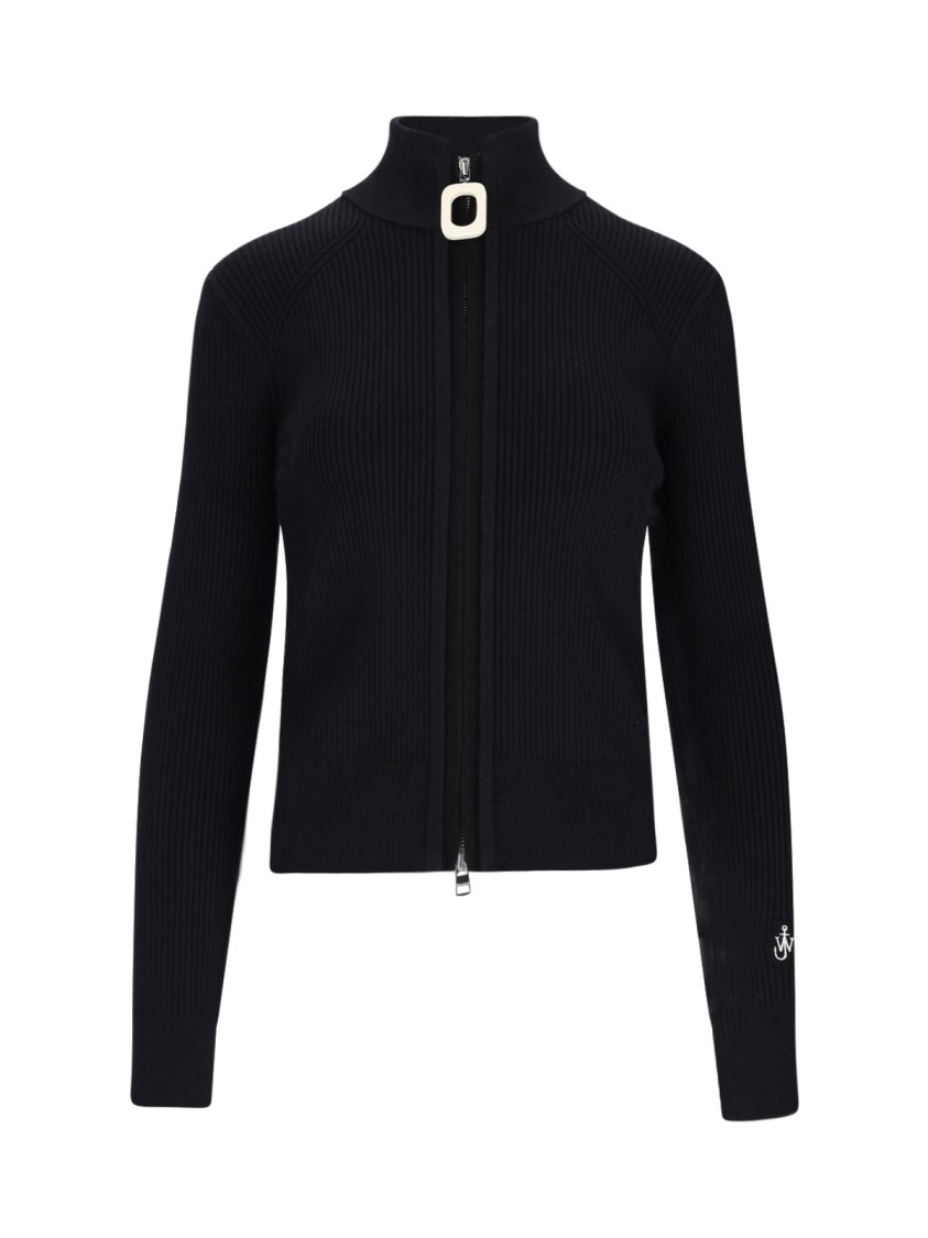 Jw Anderson J. W. Anderson Fitted Cardigan With Zipper In Black