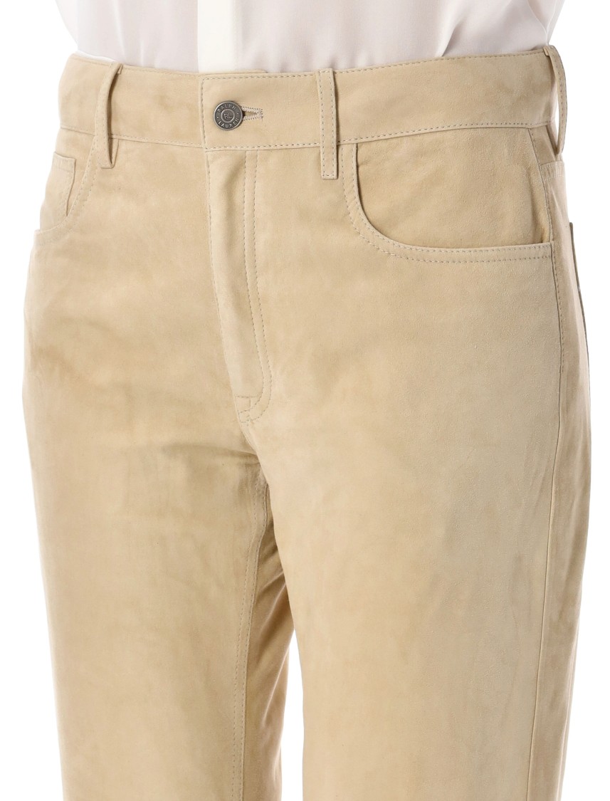 Polo Ralph Lauren Ralph Lauren Suede Leather Trousers In Neutrals
