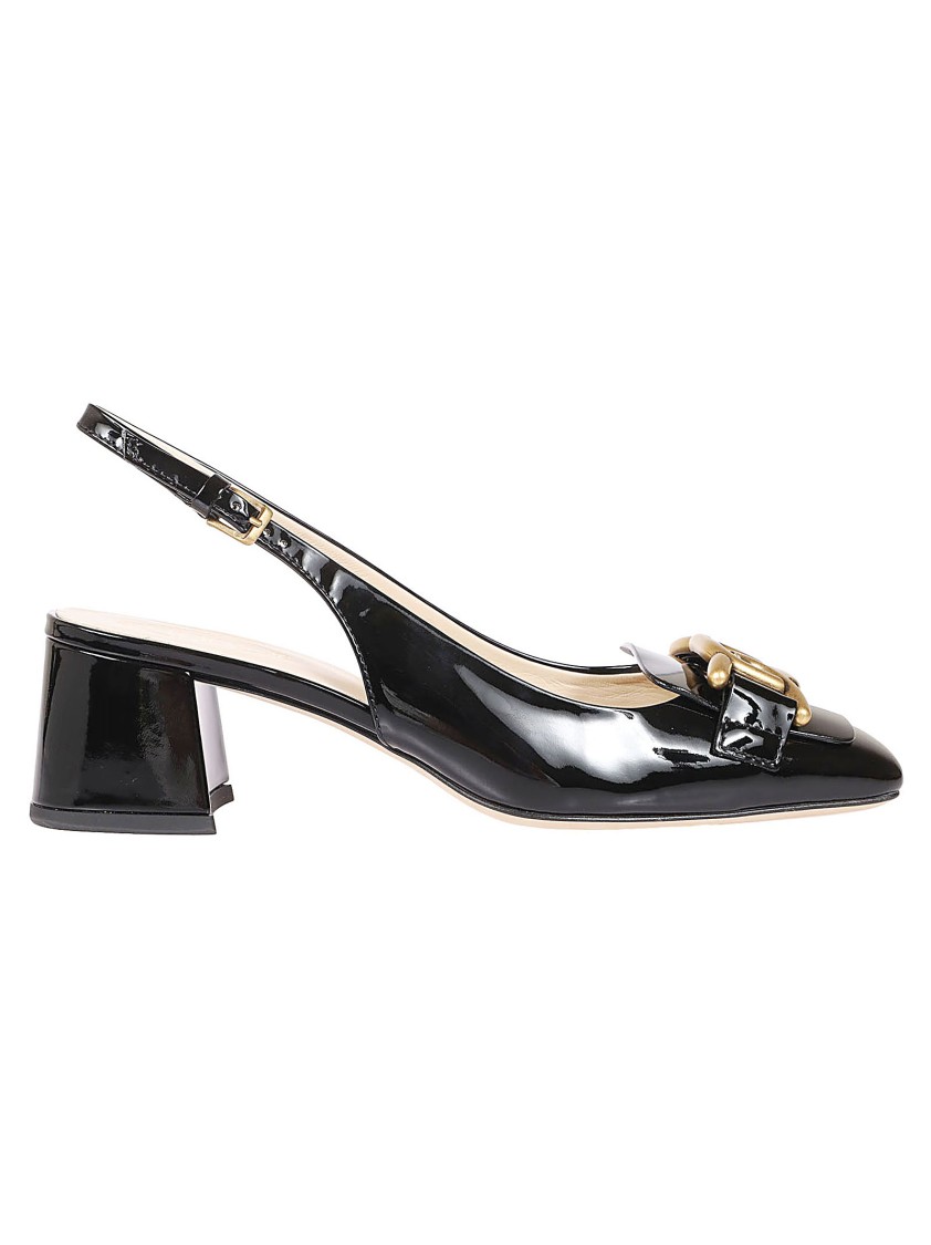 Tod's Slingback Shoes With Pointed Toe And Decorative Buckle In Black
