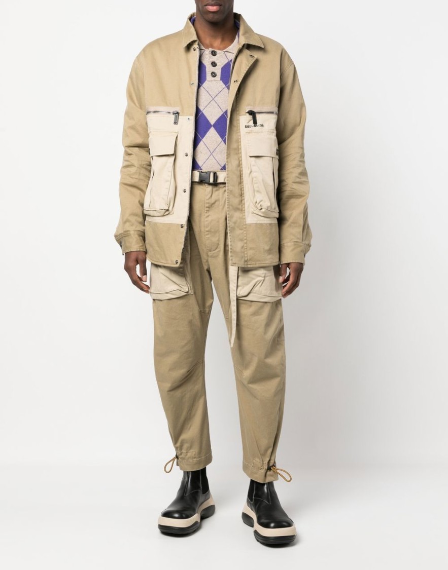 Dsquared2 Flap Pocket Padded Coach Jacket In Neutral
