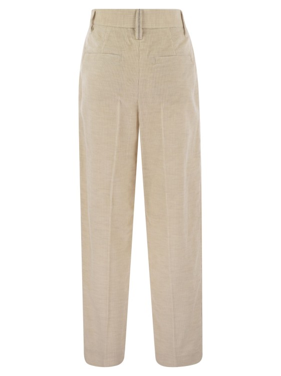 Brunello Cucinelli Striped Canvas Trousers In Viscose Flare